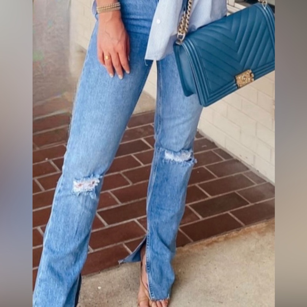 NWT Zara high waist cut out boot leg jeans